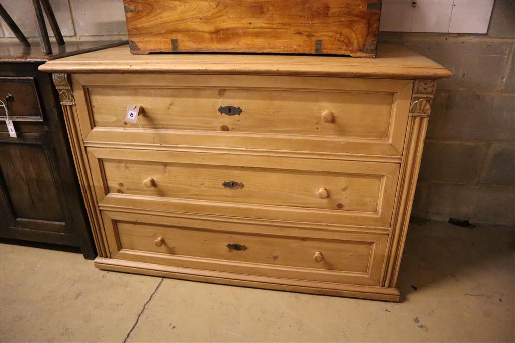 A 19th century East European pine chest of drawers, width 128cm, depth 65cm, height 88cm